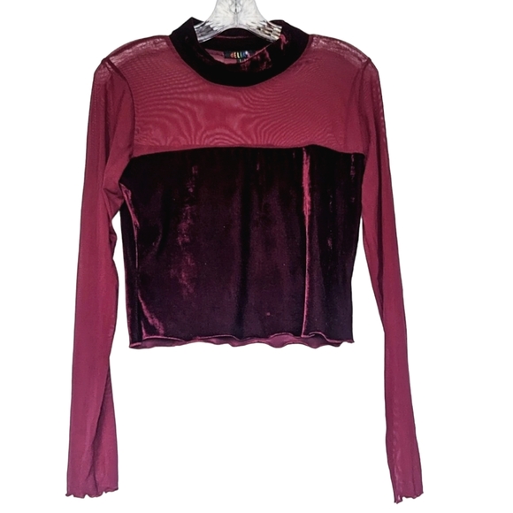 dELiA*s Tops Delias Womens Burgundy Swish And Flick Velvet And - Main Image
